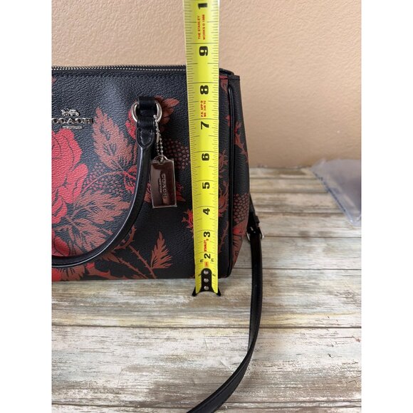 Coach F76681 Surrey Carryall Thorn Roses Print Black Leather Satchel Pre-owned - Picture 16 of 16